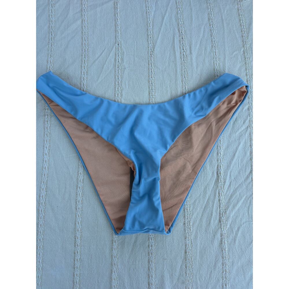 NWT J. Crew Curved-waist Cheeky Bikini Bottom, Light‎ Blue, Sz L